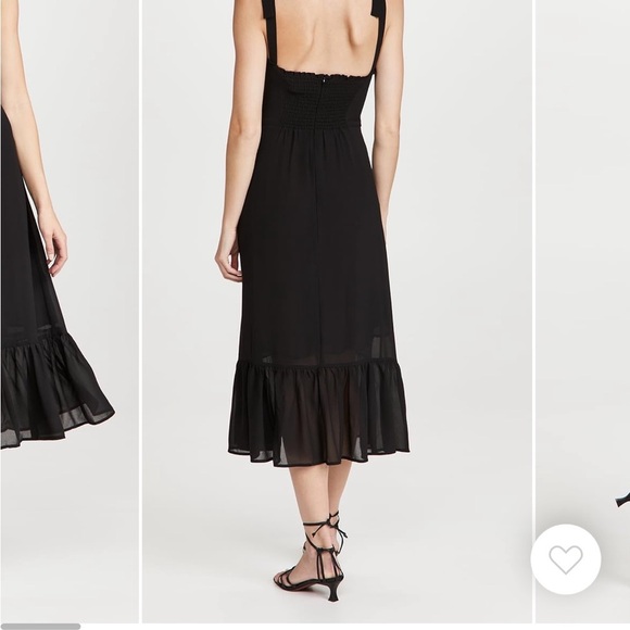 o.p.t. // Toile de Jouy Ruffle Hem Elegant Black Dress - Picture 2 of 10